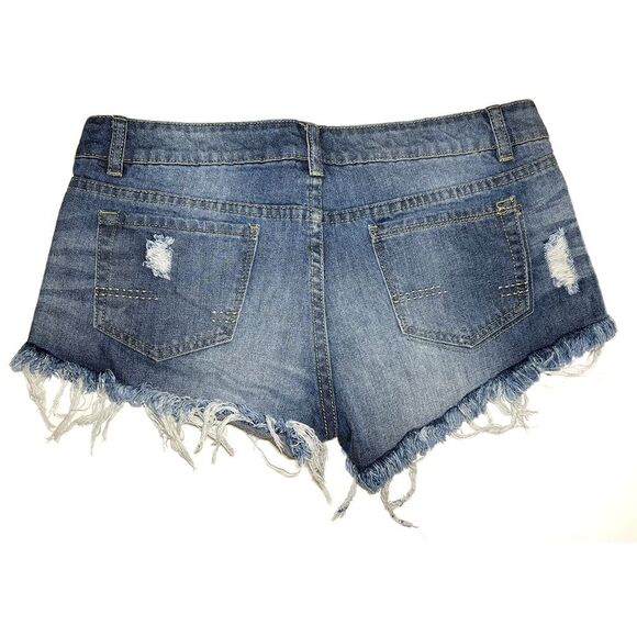 Wet Seal Denim Shorts | Y2K Vintage Low Rise Western Aztec Patchwork | Size 9 - Picture 3 of 5